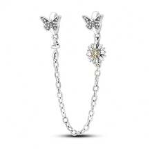 1pc S925 Sterling Silver Safety Chain Bead, Original Star Moon Butterfly Heart Cross Design, Inlaid With Colorful Zirconia Fine Chain, Prevents Beads From Slipping, Suitable For DIY Bracelets, Exquisite Versatile Accessory, Meets Handmade Beading And Daily Wear Decoration Needs - Multicolor - View 14
