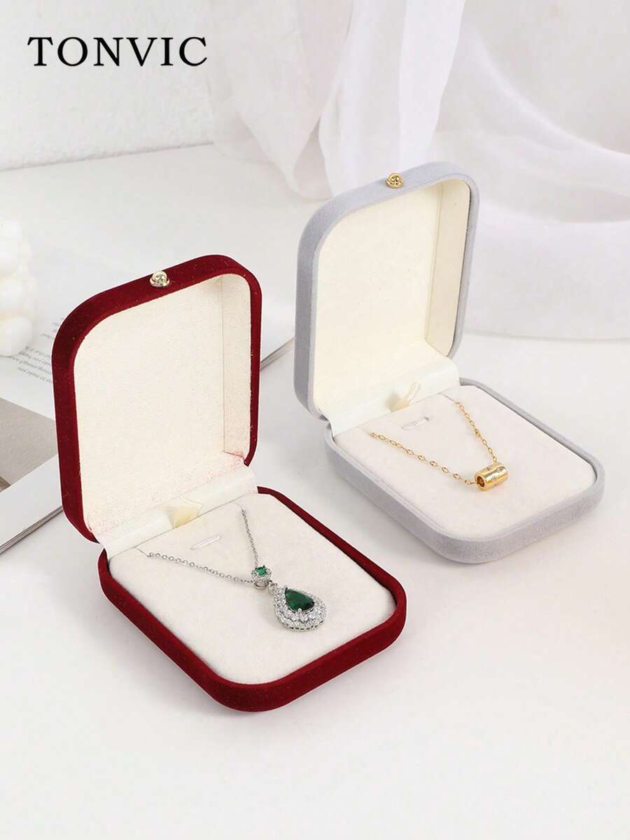 TONVIC 1PC/6PCS Pendant Necklace Jewelry Box Flocked Box Jewelry Storage Gift Box - Multicolor - View 1