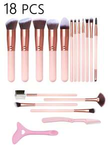 20 Peças Conjunto de Pincéis de Maquiagem, Inclui Esponja de Maquiagem, Pincéis Sintéticos Premium para Base, Pó, Corretivo, Sombra e Blush - Rosa chiclete - Visão 11