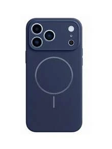 1件裝 啞光液態矽膠極簡磁吸手機殼，適用於 iPhone 17 AIR 16 15 14 13 12 Pro Max Plus，支援無線充電，柔軟矽膠背蓋 - 寶藍色 - 查看 3
