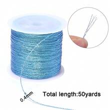 50m/Gulungan Tali Buatan Tangan Metalik 6 Untai Gradien Berkilau 0,4mm untuk Membuat Liontin Rumbai, Kalung, Gelang, Tali Kepang, Aksesoris Manik-manik DIY - garis-garis berwarna pelangi - View 4