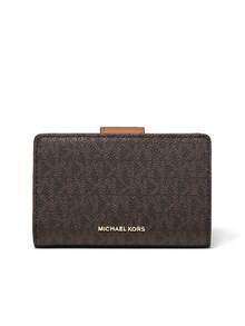 Michael Kors GREENWICH Wallet For Women RFID Blocking Womens Wallet Bifold Card Holder With ID Window Gift For Women - Black Brown - View 3