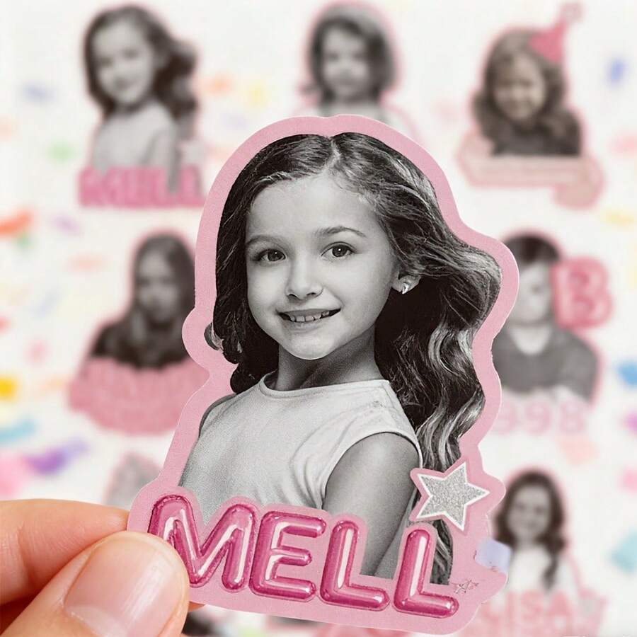 30/20/10pcs Customized Birthday Photo Stickers - Personalized Face Photo With Birthday Age And Name Text Paper Stickers, Suitable For Birthday Party Favor Packaging Stickers, Milestone Party Decoration, 1st 2nd 3rd Birthday Self-Adhesive Stickers