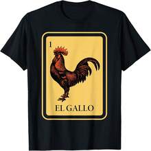 Mexican Rooster Bingo Game Traditional Rooster T-Shirt - Black - View 2