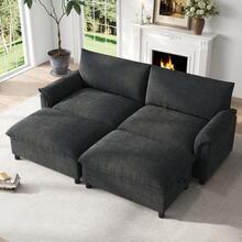 Sofá Modular Cloud - Sección Beige 3 Asientos, Estantería Oculta - Negro, 4 plazas - Ver 3
