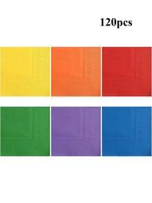 60/120 Pcs Rainbow Napkins, Gradient Colorful Cocktail Napkins 2-Ply Birthday Party Napkin Dessert Neon Luncheon Paper Napkin For Mardi Gras, Birthday, Party Decoration - Multicolor - View 24