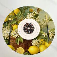圓形與橢圓形聚酯纖維餐墊 36*36cm,復古檸檬籃與深藍檸檬花卉印花,防水耐熱可水洗,適用於餐桌裝飾與隔熱 - 彩色 - 查看 8