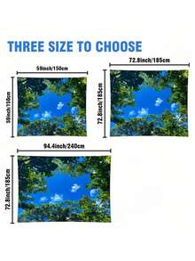 1pc Tree Sky Cloud Leaf Pattern Sun Shade Canopy, Lightweight Polyester Material, Suitable For Beach, Camping, Garden, Picnic, Outdoor Adventure Sun Shade (Support Pole Not Included) - Blue Sky and Leaves - View 2