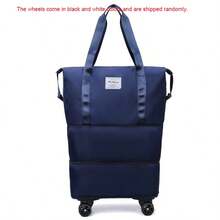Large Capacity Wheeled Travel Tote Bag, Detachable 360° Rotating Wheels Foldable Luggage, Waterproof Wet & Dry Separation Expandable Business Travel Storage Bag, Universal Maternity Storage Box (Wheel Color Random) - Multicolor - View 12