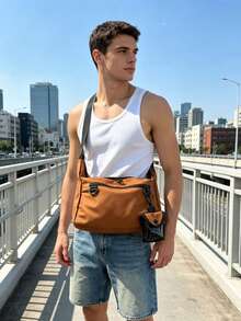 Tas Tote Selempang Nilon Kapasitas Besar Gaya Kargo Jepang untuk Pria, Tas Bahu Kasual untuk Komuter, Termasuk Kantong Earphone Mini yang Dapat Dilepas, Kain Tahan Lama, Tas Kurir Fungsional Multi-Kompartemen Serbaguna untuk Aktivitas Luar Ruangan - MultiWarna - View 4