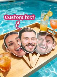Custom Large Handheld Face Sign - Personalized Cutout Featuring Groom And Bride's Faces, Head Image Mounted On Handle - Multicolor - View 2