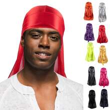 ZTZI Silky Satin Durag Long Tail Head Wrap Wave Hair Doo Rag, Soft Stretch Hip Hop Hair Turban Multiple Solid Colors Street Accessory - T4801 - View 5