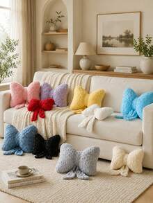 Bowknot Throw Pillow, Soft Plush Decorative Bowknot Pillow, Suitable For Sofa Bed, Bowknot Shaped Throw Pillow, Bedroom Room Decor, Living Room Decor Bowknot Throw Pillow - Pink - View 5