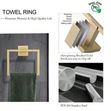 5-Piece Bathroom Accessory Set With Towel Rack, Toilet Paper Holder With Shelf, Wall Mounted, Brushed Gold, Stainless Steel, Bathroom Accessory Set - Dorado - View 3