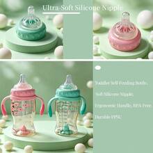 1件 160ml/260ml PPSU材質嬰兒奶瓶，附易握手柄、矽膠奶嘴，防漏易吸，適合6個月及以上嬰兒 - 彩色 - 查看 5