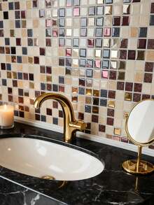 10" X 10" Waterproof Textured Vinyl DIY Wallpaper, Self-Adhesive Splash-Proof Tile, Small Square Peel And Stick Tile, Suitable For Home Decor - Mosaic - View 4