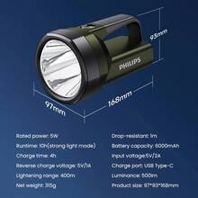 Philips Rechargeable Battery Flashlight, Ultra Long Life, Large Capacity, Portable Spotlight, Suitable For Outdoor And Emergency Lighting - Multicolor - View 12