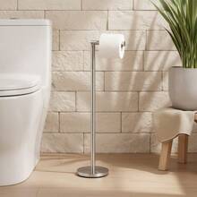 Inde CONFORTIME | Porte-papier toilette sur pied en acier inoxydable 72 x 15 cm, support vertical avec base stable, porte-rouleau de papier toilette sans perçage, accessoire de salle de bain pour une organisation optimale - Porte-rouleau de papier toilette en métal - Voir 4