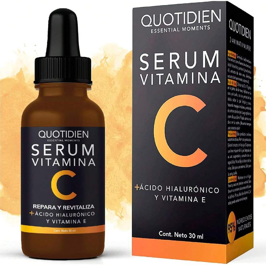 Vitamin C + Hyaluronic Acid + Vitamin E Serum | 95% Natural Ingredients | Skincare | Radiance, Hydration, Firmness & More Even Skin Tone | Lightweight Texture & Non-Greasy Feel | Facial Skincare Serum Ideal For All Skin Types - 30ml - 維生素C精華液 - 查看 1