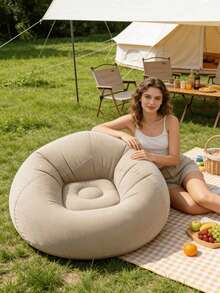3pcs/1pc Sofa Bean Bag Tiup Lembut Warna Solid, Kursi Santai Lipat Portabel Nyaman, Kursi Santai Rumah untuk Dewasa, Penggunaan Dalam Ruangan, Luar Ruangan, Berkemah, Musim Panas - Berbagai gaya - View 9