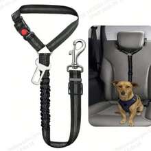 1pc 2-In-1 Retractable Elastic Dog Leash And Adjustable Collar For Cats And Dogs, Can Enhance Your Pet's Comfort In The Car, A Must-Have For Travel. The Dog Car Seat Cover Is Secured On The Headrest. - Black - View 1