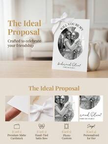 1/3pcs Personalized Will You Be My Bridesmaid Proposal Card, Custom Photo And Text Bridesmaid Card,Customizable Wedding Bridal Party Invitation Card - Multicolor - View 2