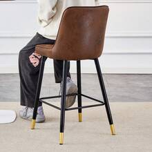 Set Of 2 Bar Stools / 100 Cm High. Stylish Bar Stools / Black PU Leather And Comfortable Footrest / Available In Several Colors / 120 Kg Load Capacity / For Restaurants, Bars And Living Rooms - 鏽棕色 - 查看 7