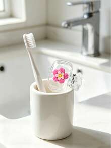 3D Sakura Pattern Toothbrush Holder - Cute Design For Travel And Home Storage With Transparent Lid, Compact And Portable Design Easy To Carry, Protects Toothbrush Head, Dual Drainage And Ventilation Function, Suitable For Home, Dorm And Travel Use | Cute Toothbrush Head Storage Rack Suitable For Bathroom Storage, Back To School Season, Suitable For Home And Dorm Use - Multicolor - View 3