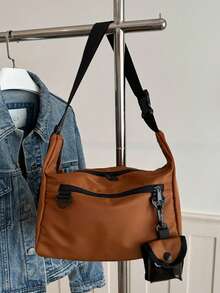 Tas Tote Selempang Nilon Kapasitas Besar Gaya Kargo Jepang untuk Pria, Tas Bahu Kasual untuk Komuter, Termasuk Kantong Earphone Mini yang Dapat Dilepas, Kain Tahan Lama, Tas Kurir Fungsional Multi-Kompartemen Serbaguna untuk Aktivitas Luar Ruangan - MultiWarna - View 12