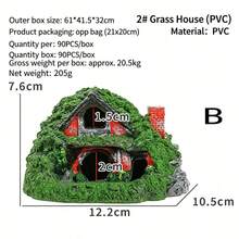 1pc/A/B/C/Style/Realistic Moss Grass House Aquarium Landscape Decoration Ornament. Resin Fish Shrimp Hiding Cave Aquarium Micro Landscape Fairy Tale Cottage Ornamental Fish Hiding, Breeding Tunnel Aquarium Decoration Toy..... - Happy Aquarium - View 6
