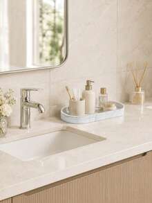 1/2/3 Packs Clear Vanity Storage Jars With Marble-Look Silicone Tray, Hair Accessory Containers For Hair Ties, Hair Clips, Bracelets And Jewelry, Decorative Bathroom Countertop And Dressing Table Organizer For Small Accessories - Multicolor - View 7