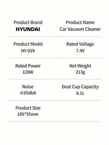 HYUNDAI HY-019 Wireless Car Vacuum Cleaner, High Suction Dust Removal, Portable Handheld, Suitable For Car And Home Use - A - View 7