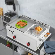HOHOBLA 2-In-1 Commercial Propane Deep Fryer With Griddle, 6.34QT Stainless Steel Gas Propane Flat Top Grill Griddle With Removable Basket Countertop Fryer With Temperature Control For Restaurant Home Kitchen - Default - View 2