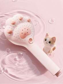 1PC Pink High Pressure Shower Cute Cat Claw Design Multi Functional Filter Handheld Shower Head Built In Strong Cleaning Bath Tile And Pet Hotel Home Bathroom Accessories - Cat Scratch Shower - View 2