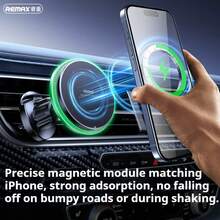 REMAX Phone Holder | 15W Magnetic Wireless Charging Car Mount | MagSafe Compatible Fast Charging Breathing Light | 360° Rotating Air Vent Phone Holder Apple Samsung Android GPS Navigation | Multi-Scenario Magnetic Wireless Charging Mount | 15W Qi Fast Charging 360° Rotating | Car Air Vent Motorcycle Bicycle Desktop Phone Holder Universal For All Smartphones - A - View 3