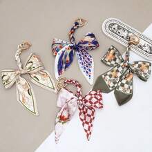 1pc Women's Fashion Versatile Multi-Color Silk Scarf Bow Handmade Woven Pendant, Exquisite Bag Decoration Accessory, Personalized Car Hanging Slouchy Keychain Ribbon, Anti-Loss Convenient Hanging, Suitable For Dates, Gatherings, Birthday Parties - Multicolor - View 11