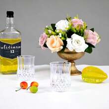 6PCS Plastic Anti-Drop Liquor Glasses, White Liquor Glasses, Vintage Embossed Glass Cups, Whiskey Glasses, Foreign Liquor Glasses, Unbreakable Anti-Drop, Heavy Base Transparent Whiskey Plastic Liquor Cups, Suitable For Tequila, Cocktails And Spirits, Perfect For Parties/Bars/Housewarming Gifts. - Clear - View 3