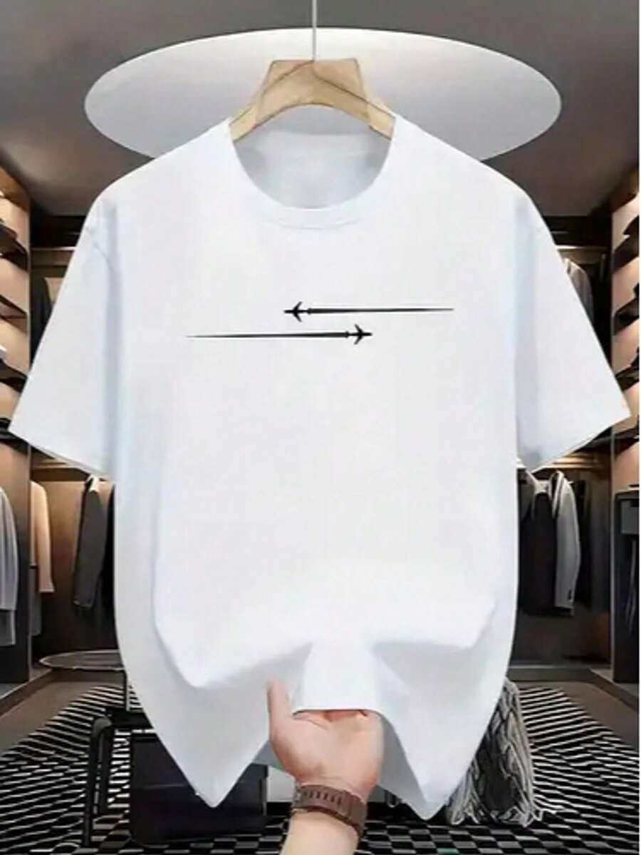 Men's Short-Sleeved, Crew-Neck T-Shirt. Casual Style With Modern And Comfortable Prints. For Men And Women, Couple Style, Short-Sleeved T-Shirt With Print. - 彩色 - 查看 1