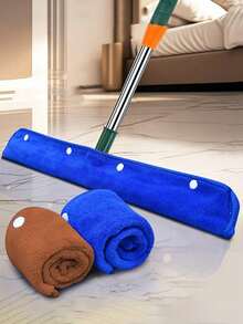 Magic Broom Replacement Cover, Broom Cloth, Household Dusting Replacement Cloth, Wiping Cover, Coral Fleece Cleaning Cloth, Absorbent Cleaning Rag, Dry And Wet Use, Reusable Broom Mop Cloth, Suitable For Living Room, Bedroom, Kitchen, Glass, Floor And Other Home Cleaning - Multicolor - View 1