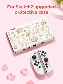 Conejo de dibujos animados lindo, flor de rosa francesa, patrón de lazo Funda protectora para Switch/Switch 2da generación/Carcasa protectora transparente con brillo, compatible con el nuevo Switch 2 (2025)/Switch NS/Switch OLED/Lite, adecuada y compatible con accesorios de consola de juegos Switch, juego completo, bolsa de almacenamiento, carcasa base con ranura para tarjeta, caja de almacenamiento de tarjetas de juego, funda protectora para Switch, mejor regalo compatible con jugadores de Switch - Multicolor - Ver 20