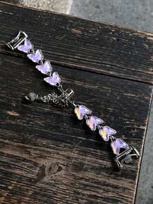 1pc Women's Summer Vacation Style Multi-Functional Shiny Butterfly Chain Watch Band, Compatible With Band 8 Pro/9 Pro, 8/8 NFC/9/9 NFC/10/10 NFC, Watch4/Watch5/Watch6 - Purple - View 3