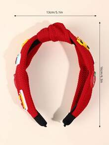 1pc Kids Back To School Red Textured Knotted Headband With Soft Rubber Decoration, Cute Hair Accessory For First Day Of School And Casual Daily Wear - Multicolor - View 7