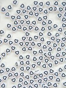 100-1000 pièces Perles en acrylique en forme de cœur, motif cœur avec goutte d'huile blanche et ligne noire, pour la fabrication de bijoux, les loisirs créatifs - Fond blanc avec des lignes noires et une forme de cœur - Voir 7