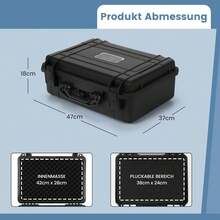 Portable Box, Security Box With 3 Sponges, PP Case, Handle, Document Box For Travel, Camping (47 X 37 X 18 Cm) - Black - View 7