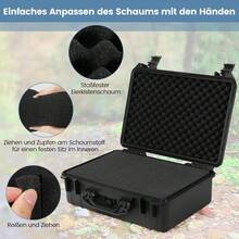 Portable Box, Security Box With 3 Sponges, PP Case, Handle, Document Box For Travel, Camping (47 X 37 X 18 Cm) - Black - View 4
