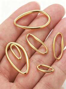 5Pcs 18K Gold Plated Stainless Steel Seamless Asymmetric Bezel Oval Closed Link Rings Waterproof Fade Resistant For DIY Pendant Jewelry Making - Connectors - View 6