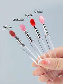 4pcs Silicone Lip Brush Sticks With Caps, Reusable Lip Applicators - Multicolor - View 2
