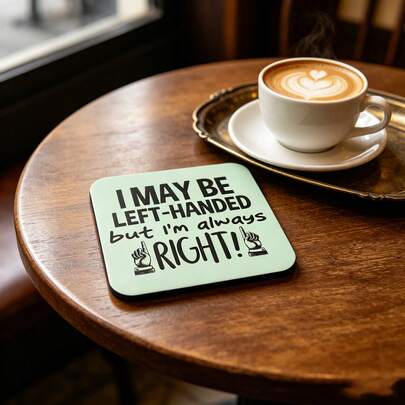 1/6pcs Funny Left-Handed Quotes Square Coasters, "I May Be Left-Handed, But I'm Always Right" Humorous Coasters, Gift For Left-Handed People
