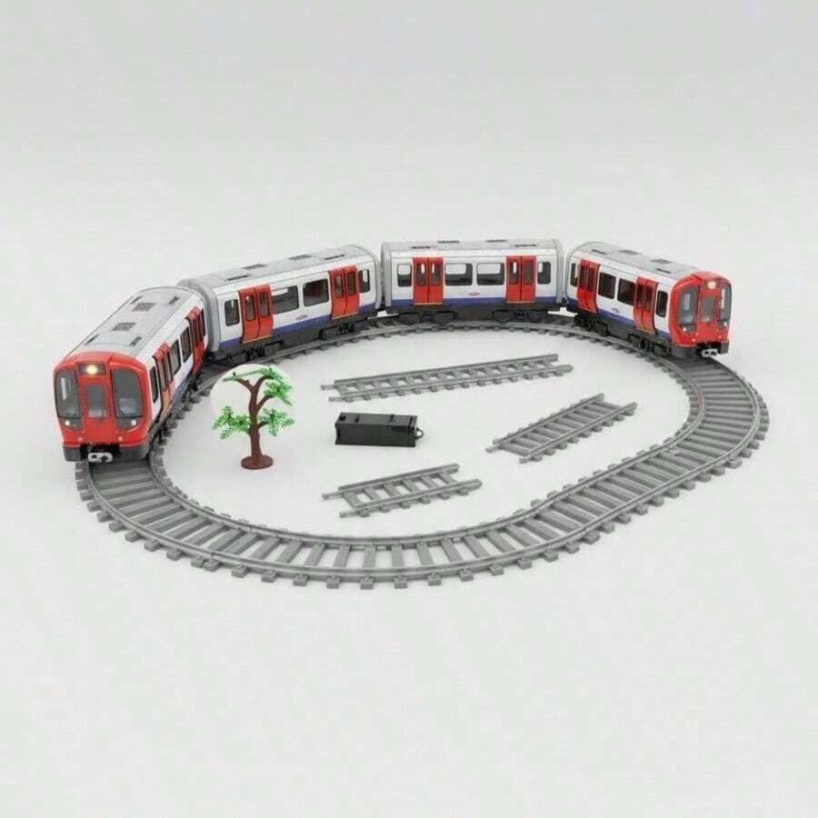 地鐵列車玩具套裝,電池驅動附聲光效果,經典紅白色城市軌道車,ABS材質,教育交通玩具 - 彩色 - 查看 1
