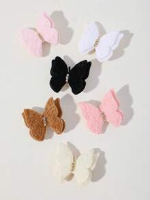14pcs Girls Baby Autumn/Winter Plush Rhinestone Butterfly Hair Clips Side Fringe Clips Simple Bangs Clips Sweet Versatile Non-Damaging Alligator Hair Clips For Daily Use - Multicolor - View 4